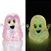 Nouveau Jouet Anti-Stress Malton Squishy Lumineux d'Halloween, Motif Sourire Fantôme, Dessin Animé, Décompression Émotionnelle, Cadeau de Fête