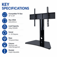 Support de table universel moderne en métal DS301 / Support TV pour écran plat de 32 à 65 pouces Vesa 600x400