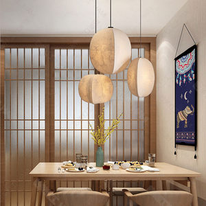 Lampe suspendue ronde en <span class=keywords><strong>tissu</strong></span> Wabi Sabi, style minimaliste, pour salon, chambre à coucher, salle à manger, décoration intérieure - Product Image 4