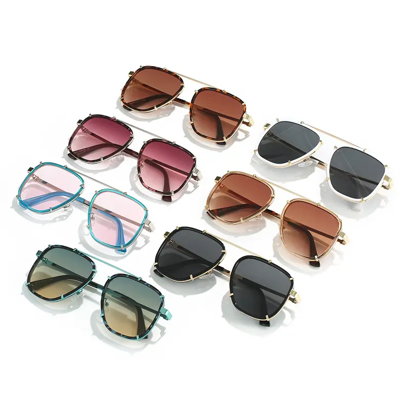 2023 New Oversized Metal Eyeglasses Mens Luxury Brand Designer Custom Sun Glasses 2022 Fashion Uv400 Black Lens Sunglasses Women