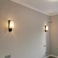 Lampu Dinding E27 Kain Besi Hangat Modern untuk Kamar Tidur, Ruang Tamu, Latar Belakang Hotel, Warna Hitam Beige