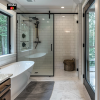 Coin Quadrant Armoire de douche Salle de bain Porte de douche coulissante en verre trempé