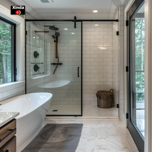 Coin Quadrant <span class=keywords><strong>Armoire</strong></span> de douche Salle de bain <span class=keywords><strong>Porte</strong></span> de douche <span class=keywords><strong>coulissante</strong></span> en verre trempé - Product Image 4