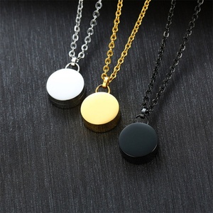 Dainty Stainless Steel Round Gold Plated Pet Cremation Pendant Necklace with <b>Rope</b> <b>Chain</b>-Wedding Engagement & Party Gift - Product Image 4