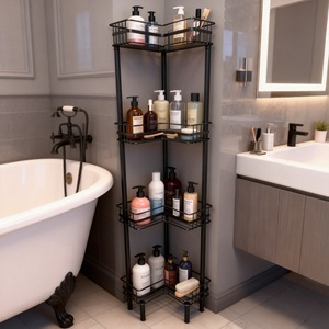 OEM/ODM Bathroom Corner Shelf 4 Layers Triangular Freestanding Storage Rack For Bathrooms - Product Image 1