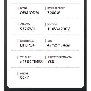 यूरोपीय स्टॉक आउटडोर कैंपिंग सौर जनरेटर 2500w 3000w 5000w 110v 200v जीवन बैटरी घर का उपयोग पावर बैंक पोर्टेबल पावर स्टेशन - Product Image 5