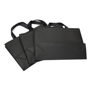Bán buôn sang trọng màu đen Giấy gói quà túi với biểu tượng tùy chỉnh nhỏ xử lý cho siêu thị sử dụng - Product Image 4