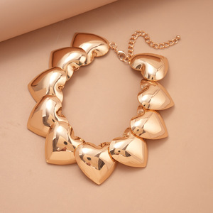 Collier en bambou à pampilles ovales plissées de style métallique électroplaqué, transfrontalier euro-américain, luxe léger haut de gamme, pour la clavicule - Product Image 4