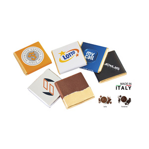 Cuadrados de Chocolate Promocionales Cioco Quadro AL015 Hechos en Italia, Sabores Latte y Fondente, Forma Libre Satinada - Product Image 1