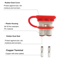 Connecteurs de Prise Batterie Automobile 2 Broches 600V 50A, Fiches d'Alimentation Électrique pour Rouge et Gris