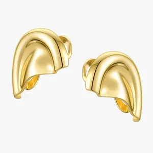 Mới Nhất Chất Lượng Cao 18K Mạ Vàng Môi Trường Brass Nửa Vòng Earcap Bông Tai E201200