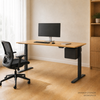 Bureau debout électrique réglable en hauteur avec tiroirs pour espace de travail