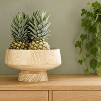 Bol à fruits en bois avec base surélevée cylindrique à grain naturel, centre de table pour comptoirs de cuisine et décoration de table à manger
