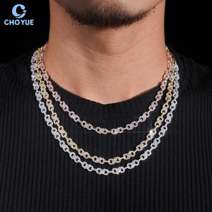 Collar Unisex de Moda con Moissanita, Chapado en Rodio, Plata Sólida 925, Joyería Hip Hop Iced Out - Product Image 1