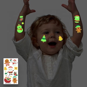 Cute Smiley Face Christmas Face Glow Stickers Pegatinas de <span class=keywords><strong>tatuaje</strong></span> temporal para niños - Product Image 2