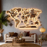 Mapa del Mundo de Madera en 3D de Varias Capas, Decoración de Pared, Adecuado para Educación Familiar, Viajes, Decoración del Hogar y Regalos.
