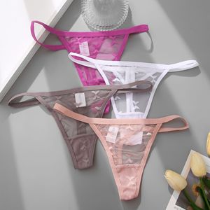 Vente d'usine, string sexy transparent pour femmes, broderie papillon, taille basse, string respirant, culotte en dentelle pour femmes - Product Image 3