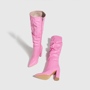 Collection Automne Hiver 2025 – Bottes Cheville Haute Blanches Tendance et Sexy à Talon Épais avec Fermeture Éclair, Grande Taille, Longueur Genou - Product Image 6