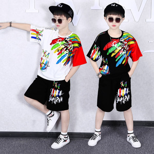 Conjuntos de Ropa de Verano 2022 para Niños, Estilo Hip Hop, Ropa Urbana, Conjunto de Camiseta de Manga Corta y Pantalones Cortos de Algodón Fino - Product Image 5
