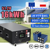 Batería Solar Lifepo4 JK V19 BMS 48V 51.2V 314Ah 16kWh con Ruedas y Almohadilla Térmica para Almacenamiento de Energía Doméstica, Garantía de 5 Años, Stock en la UE