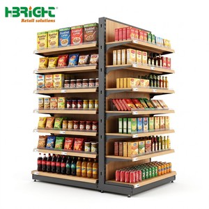 Highbright Steel <b>Wood</b> Supermarket <b>Shelving</b> Perforated Back Panel Retail Display Rack for Supermarket and Grocery - Product Image 6