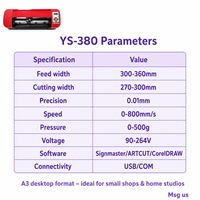 Plotter de corte de vinilo de sobremesa con prensa térmica YS-380 A3, corte de contorno automático con servomotor para pegatinas, calcomanías y letreros de transferencia térmica