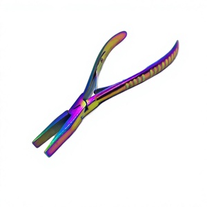 TEEJAY #15021 Plasma Rainbow <b>Multi</b> Color Tape Human Hair Extension Stainless Steel <b>Pliers</b> for Home Use - Product Image 1