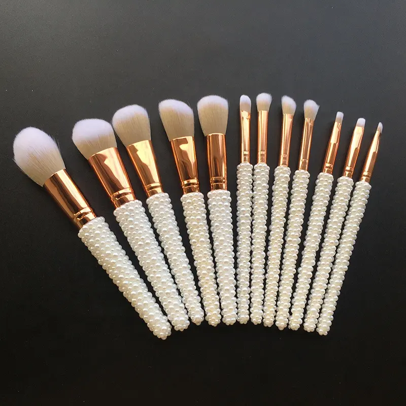 Luxury 12pcs Pearl Bling Make up Brushes Diamond Rhinestone Makeup Brush set