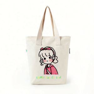 Bolso Tote de lona de algodón 100% con estampado de tamaño estándar y logotipo personalizado - Product Image 5