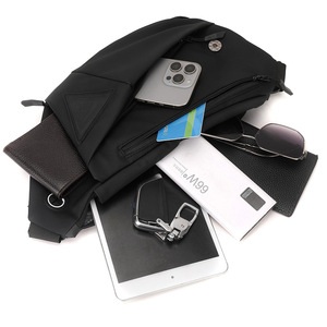 Sac bandoulière antivol imperméable, sac de poitrine, sac messager pour homme, logo personnalisé pour les voyages - Product Image 5