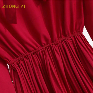 Vestido para <span class=keywords><strong>Mujer</strong></span>, <span class=keywords><strong>Otoño</strong></span> <span class=keywords><strong>Invierno</strong></span> <span class=keywords><strong>2022</strong></span>, Nuevo, Sólido, con Mangas Acampanadas, de Gasa, Cintura Alta, Cuello con Lazo, Estilo Vintage, Línea A - Product Image 6