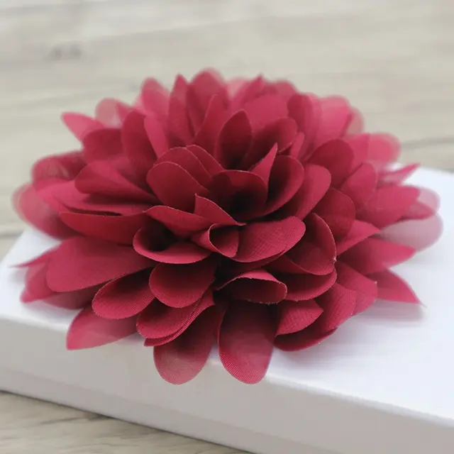 Flor de gasa grande de 5 '', flor de pelo al por mayor, flor decorativa de artesanía de tela para vestidos/boda/tocados