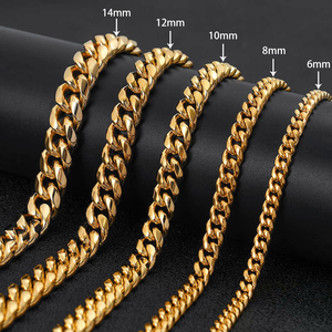 Nuoya Collana Hip Hop <span class=keywords><strong>da</strong></span> <span class=keywords><strong>Uomo</strong></span> Placcata Oro 18K PVD, Catena Cubana <span class=keywords><strong>in</strong></span> <span class=keywords><strong>Acciaio</strong></span> Inossidabile Stile Miami - Product Image 5