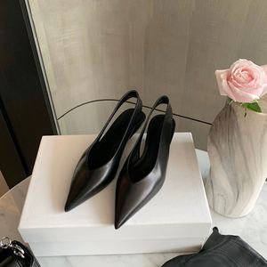 Elegant <b>Pointed</b> <b>Toe</b> Slip-on Cow Leather Backless Mules <b>Flat</b> Shoes for Women - Product Image 1