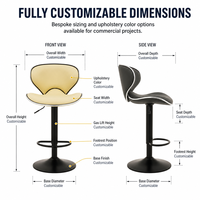 Tabouret de bar moderne pivotant et réglable en hauteur, en cuir PU, avec dossier incurvé, pour îlot de cuisine, café, restaurant