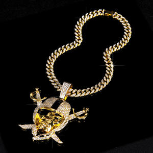 Kalung NFL Raiders Las Vegas Ukuran Besar Grosir, Kalung Tengkorak Hip Hop dengan Permata Rhinestone, Liontin Besar - Product Image 5