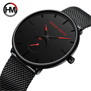 OEM ODM Hannah Martin นาฬิกาสแตนเลสสตีลสีดำดีไซน์บางเฉียบสำหรับผู้ชายนาฬิกาควอทซ์สไตล์สปอร์ตและสันทนาการ - Product Image 2