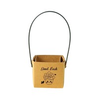 Panier à fleurs en papier kraft personnalisé avec poignée, boîte d'emballage pour bouquet floral DIY, logo personnalisé pour fleuriste, vente en gros