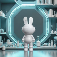 Lapin fluide en PVC populaire avec pot d'épargne, embryon de résine blanche, embryons de lapin fluide pour la vente en gros