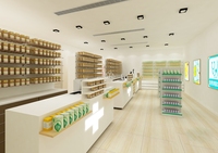 Meubles pour pharmacies, couleur bleu et blanc, présentoir de pharmacie, comptoir de magasin médical, design