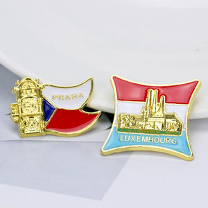 Logotipo personalizado hecho Praga Luxemburgo Londres Berlín recuerdo broches de esmalte de metal pulido para maleta - Product Image 3