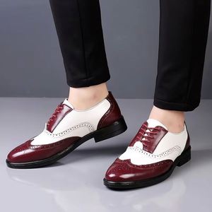 Large Size 38-47UK <b>Pointed</b> Toe Men's Business Dress Shoes Carved Colored Design Lace-Up Closure Breathable Anti-Slip Lightweight - Product Image 3