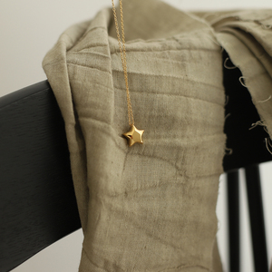 Collar de moda de acero inoxidable chapado en oro de 18k al por mayor, con colgante de estrella de moda, cadena de eslabones con engaste de garra, 18 pulgadas, para fiesta de mujer - Product Image 4