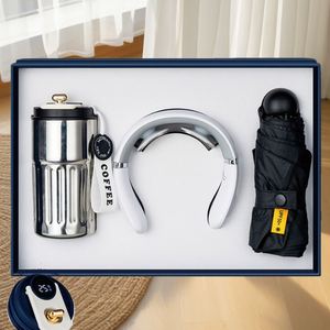 Promotional Handmade Coffee Cup+Umbrella+Neck <b>Massage</b> Device 3-in-1 UV Printed Customized Logo Multi Occasion Business Gift <b>Set</b> - Product Image 3