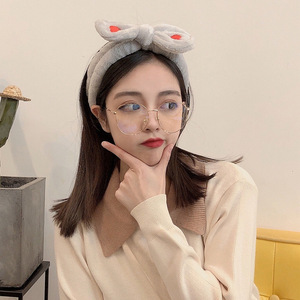 Custom Logo OMG Bowknot Wash <strong>Face</strong> Hairband Rabbit Cat Ear Cute Plush Lady Soft Women Elastic Hair Band <strong>Flannel</strong> Make up Headbands - Product Image 4