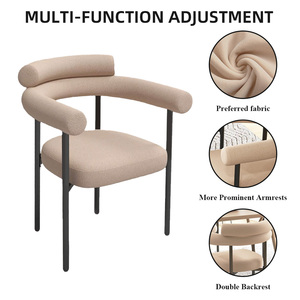 Chaises de salle à manger modernes noires avec accoudoirs, dossier incurvé et <span class=keywords><strong>pieds</strong></span> en métal pour la cuisine et la salle à manger - Product Image 4