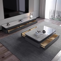 Nouveau Meuble TV Italien Luxe Moderne pour la Maison, Combinaison Table Basse et Meuble TV en Bois Massif Simple et Élégant
