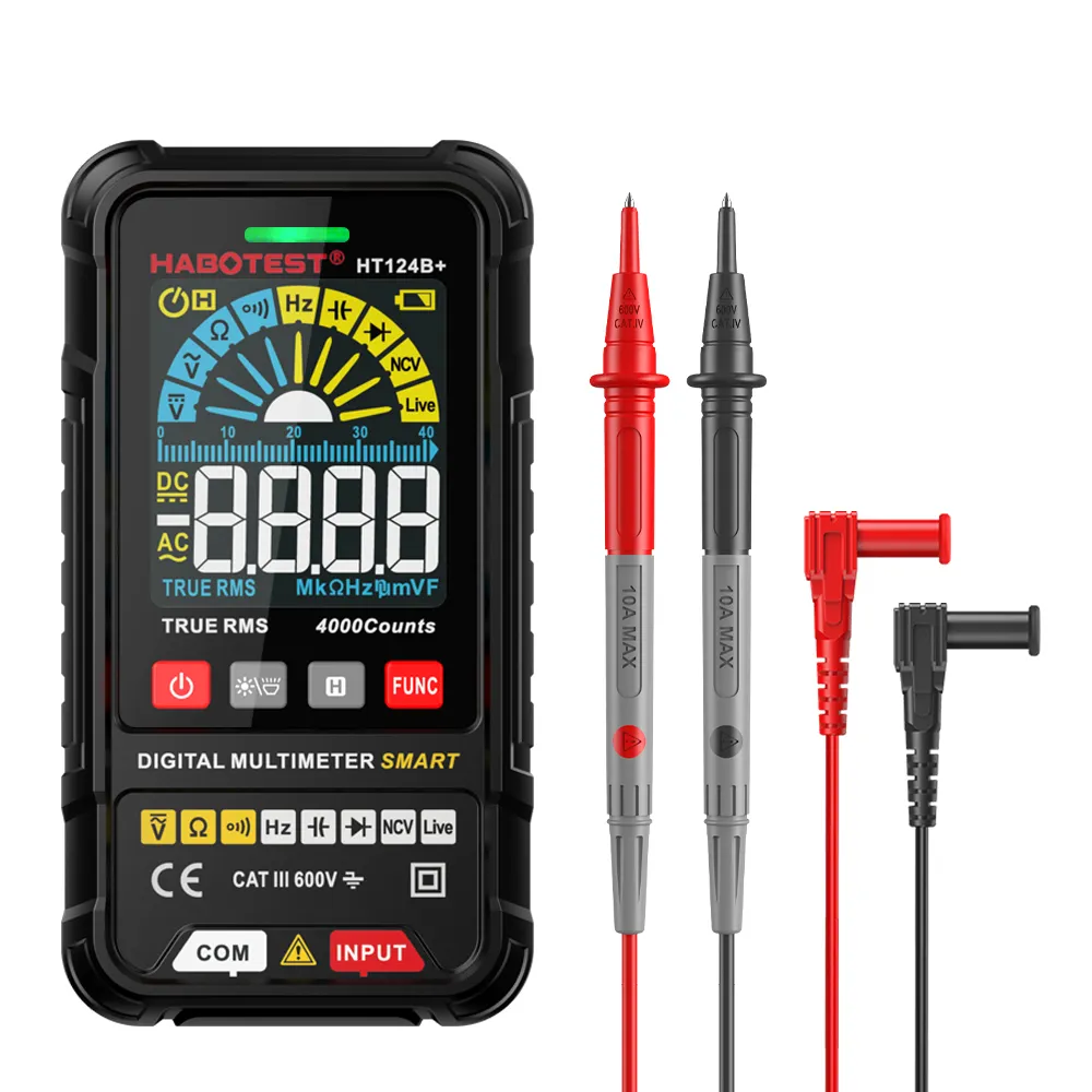 Nuovi arrivi HT124 multimetro digitale misuratore corrente Ac/dc resistenza capacità capacità capacità Tester di rilevamento