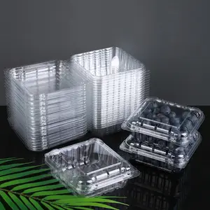 Caja de arándanos de plástico PET reciclado 4,4 oz 6oz 8,8 oz 1lb Blister desechable Plástico transparente Frambuesa Mora Embalaje de alimentos Contai
