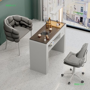 Ensemble table et chaise de salon de manucure de luxe moderne, structure en fer, plateau en verre, meubles de table de manucure pour manucure professionnelle - Product Image 3